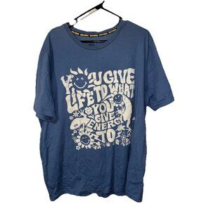 Smiley World Blue T-Shirt You Give To What You Give Energy To Size XXL